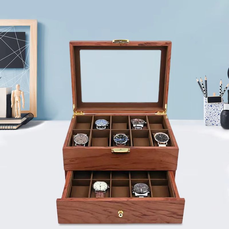 Wooden watch box with 20 compartments