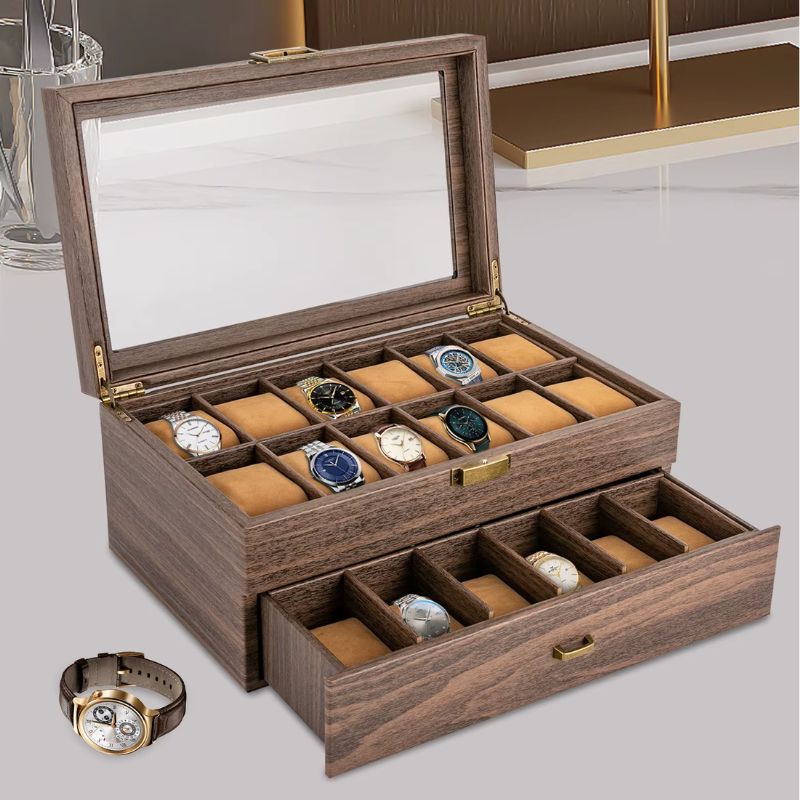 Wooden Watch Box with 24 Compartments