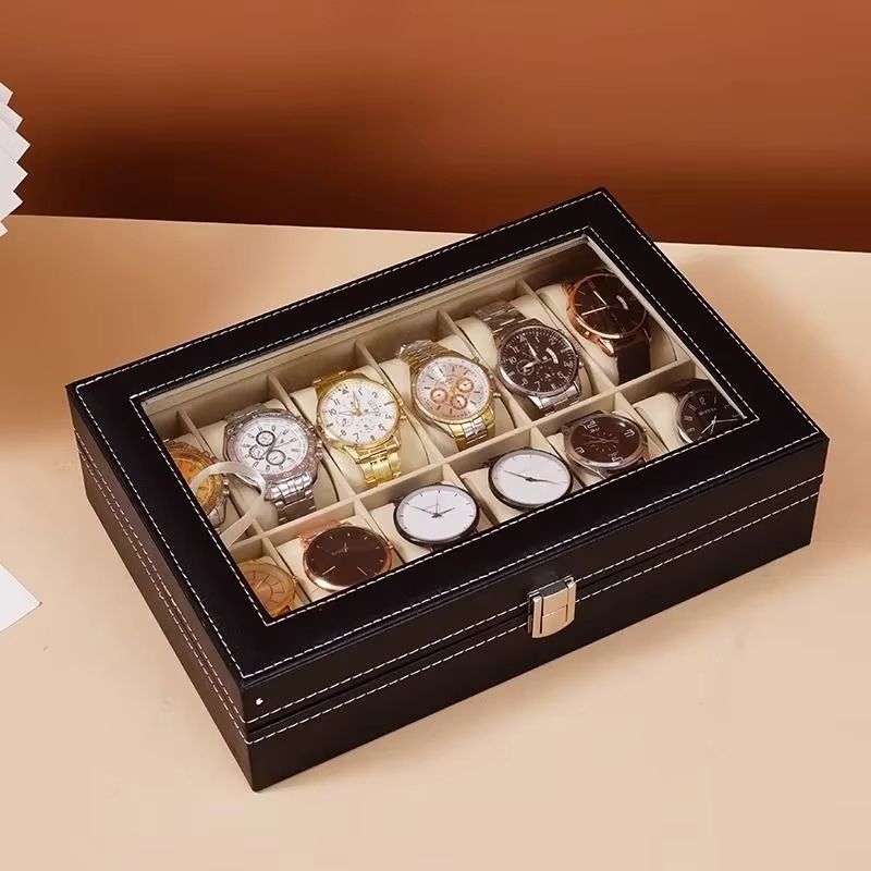 Leather watch box with 12 compartments