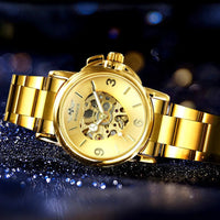 Women's Automatic Skeleton Watch, Elegant Gold Style