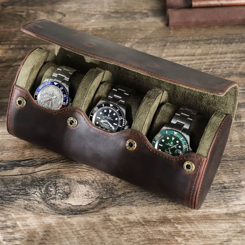 Vintage Leather Travel Watch Case