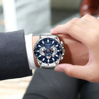 Large Men's Quartz Chronograph Watch, Sporty Design