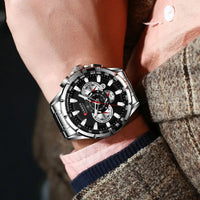 Large Men's Quartz Chronograph Watch, Sporty Design