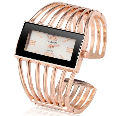 Vintage Women's Openwork Bangle Watch, Rectangular Dial