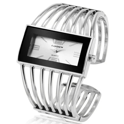 Vintage Women's Openwork Bangle Watch, Rectangular Dial