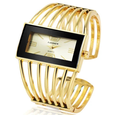 Vintage Women's Openwork Bangle Watch, Rectangular Dial