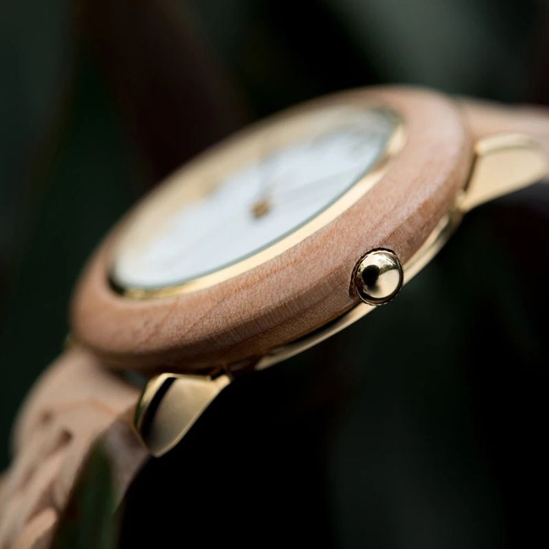 Women's Wooden Watch with a Clean Dial and Natural Colors