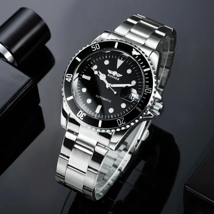 Automatic Watch with Steel Bracelet and Diving Style