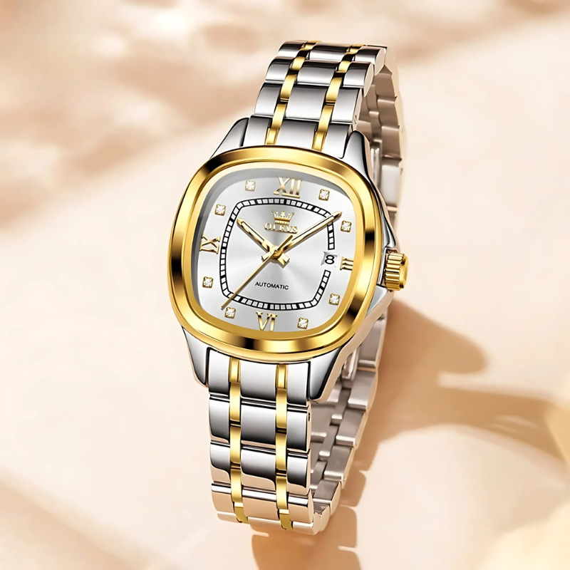 Women's Automatic Watch with Two-Tone Strap & Phosphorescent Hands