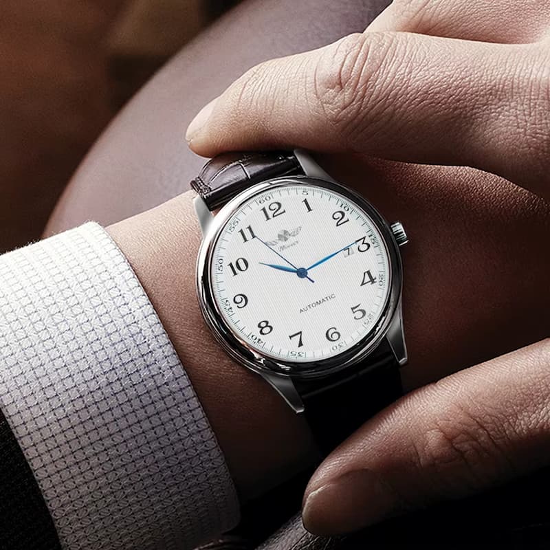 Men's Automatic Watch with Leather Strap