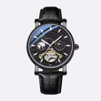 Men's Automatic Watch with Celestial Design and Luminous Dial