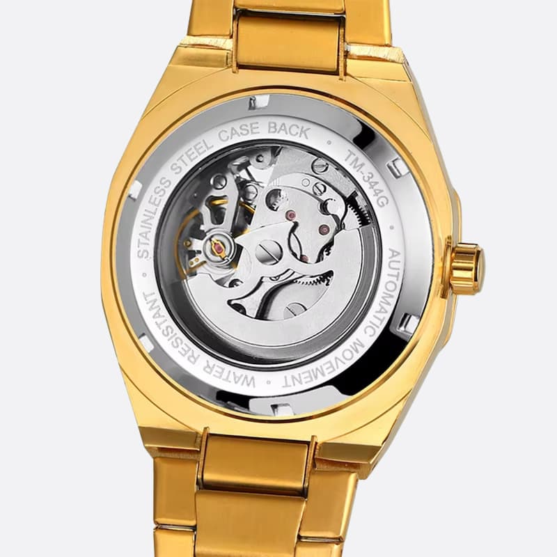 Men's Automatic Gold-Tone Watch, Octagonal Design