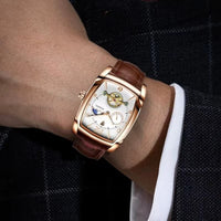 Men's Automatic Barrel Watch with Moon Phase