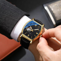 Men's Automatic Tonneau Watch with Visible Movement