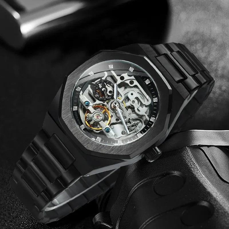 Contemporary Style Skeleton Automatic Watch