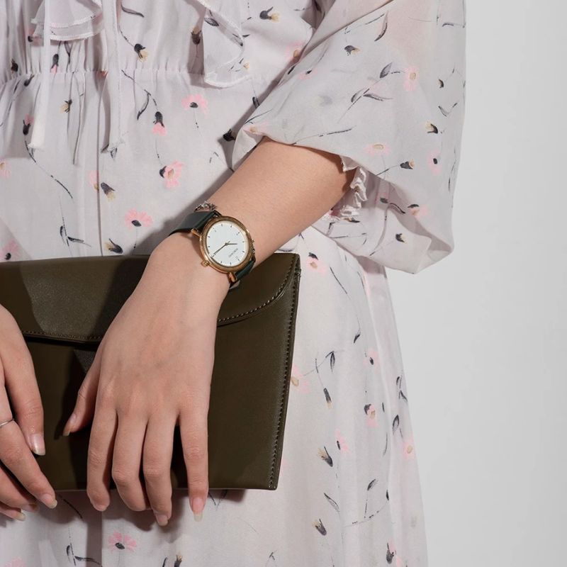 Colorful Wooden Women's Watch with Minimalist Gold Dial