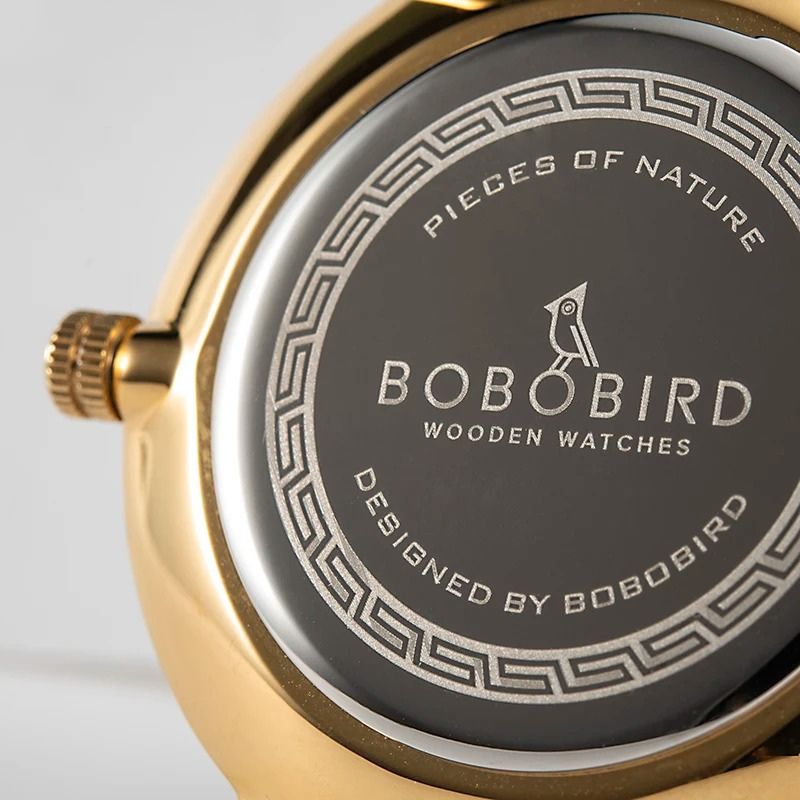 Colorful Wooden Women's Watch with Minimalist Gold Dial