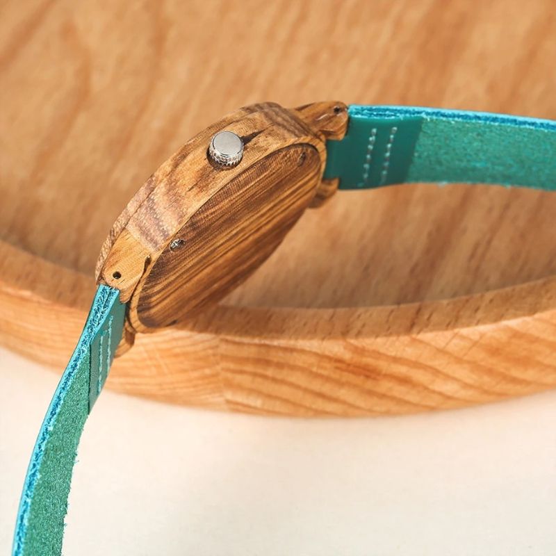 Women's Wooden Watch with Natural Turquoise Dial