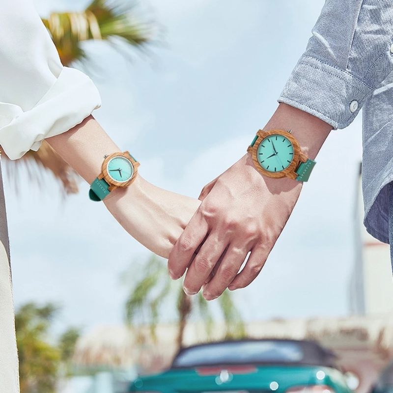 Women's Wooden Watch with Natural Turquoise Dial