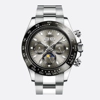 Men's Stainless Steel Chronograph Watch with Moon Phase
