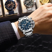Men's Chronograph Watch, Stainless Steel, Vertical Design