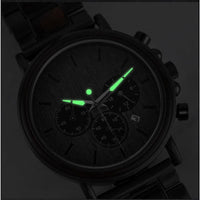 Men's Wooden Chronograph and Steel Watch, Sport Function