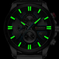Men's Quartz Chronograph Watch, Large Case, Leather Strap