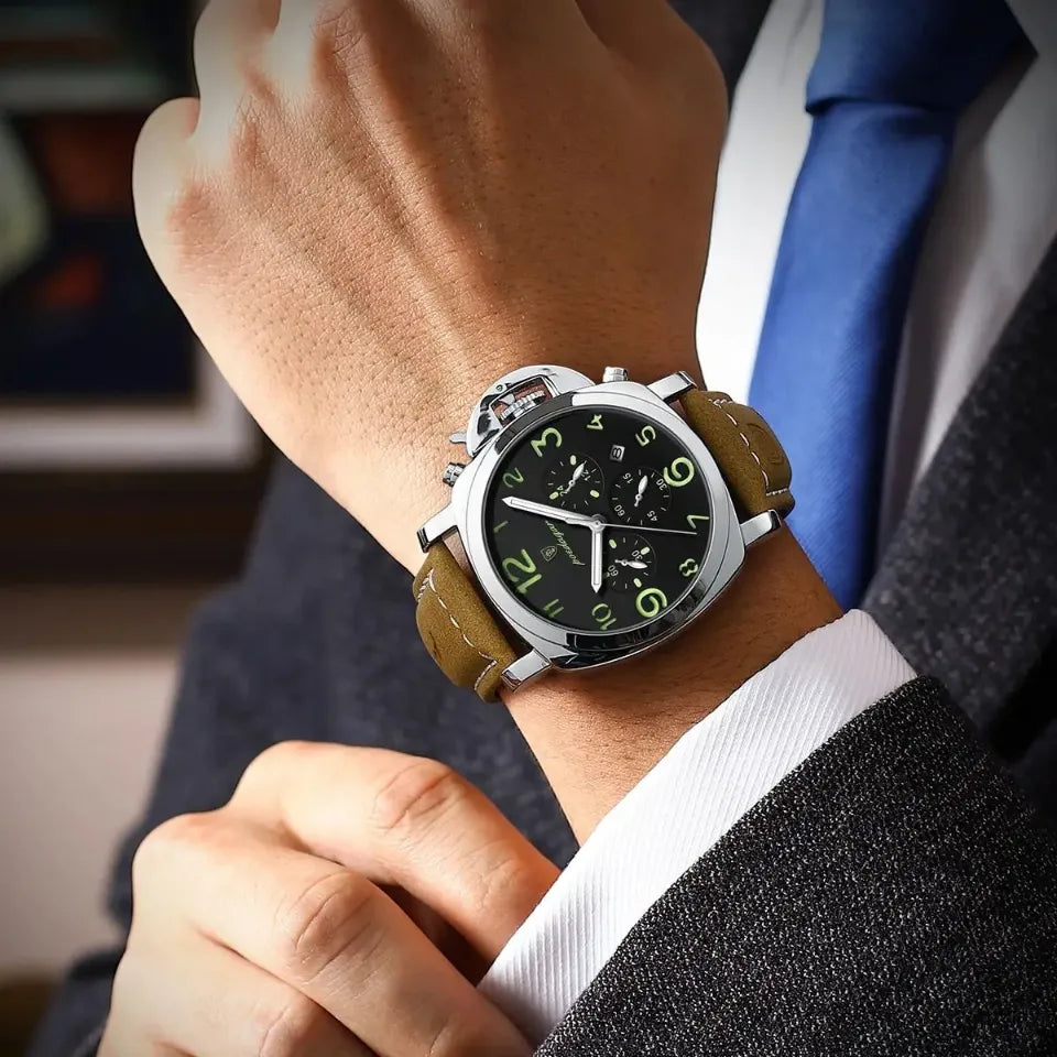 Men's Vintage Aviator Style Chronograph Watch