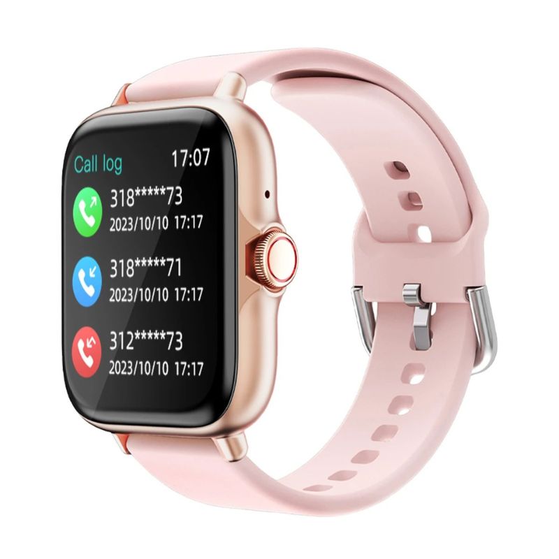 Women's Smartwatch with Gold Dial and Touch Crown, Gold Dial and Pink Strap