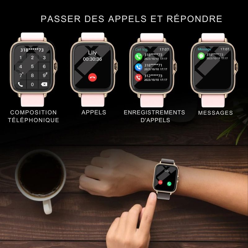 Women's Smartwatch with Gold Dial and Touch Crown