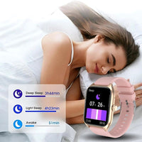 Women's Smartwatch, Pink with Large Gold Screen