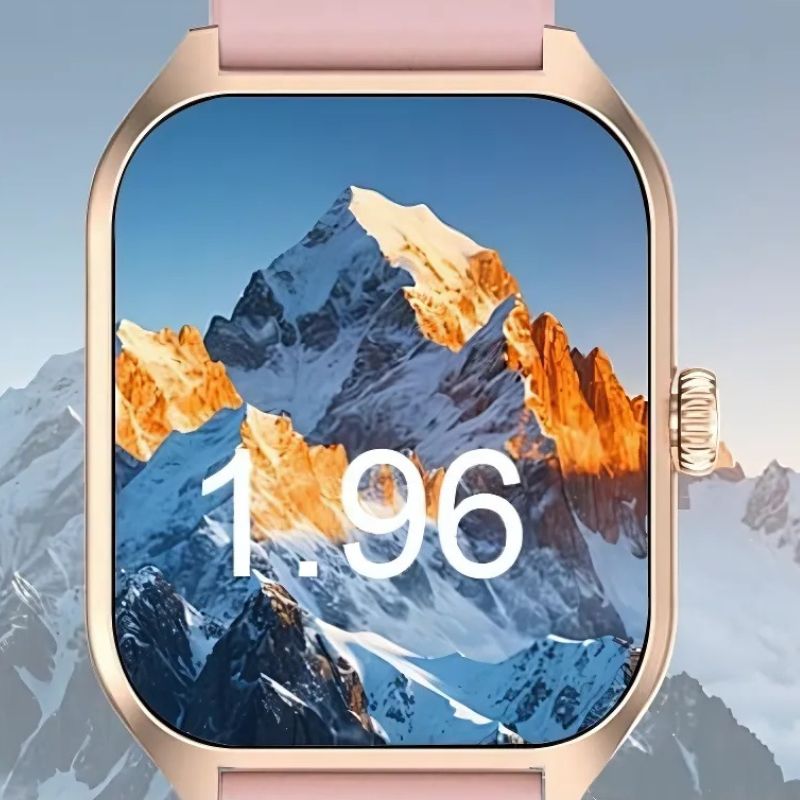 Women's Smartwatch, Pink with Large Gold Screen