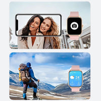 Women's Smartwatch, Pink with Large Gold Screen