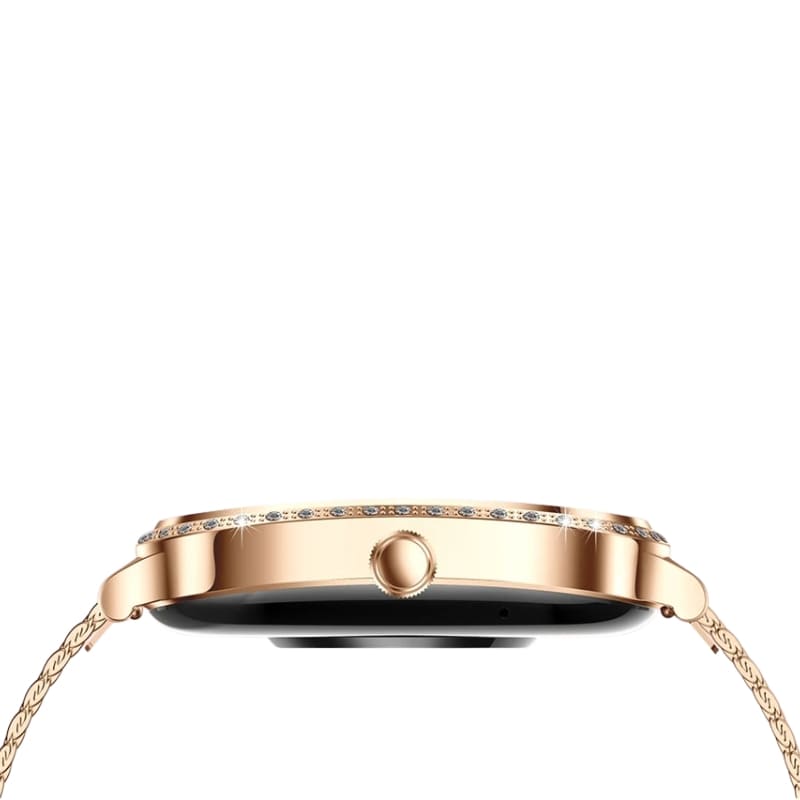 Women's Smartwatch with Rose Gold Dial and Rhinestones
