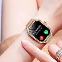 Women's Smartwatch with Rose Gold Dial and Rhinestones