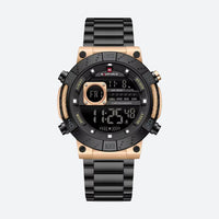 Men's Round Digital Watch, Steel, Multifunction
