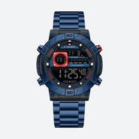 Men's Round Digital Watch, Steel, Multifunction