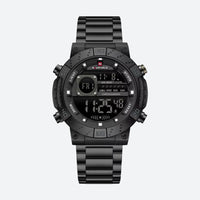 Men's Round Digital Watch, Steel, Multifunction