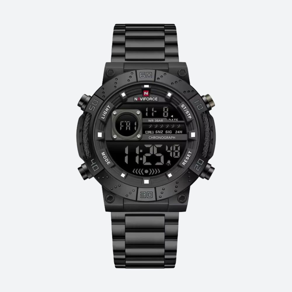 Men's Round Digital Watch, Steel, Multifunction Image