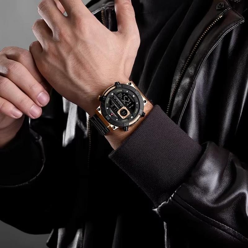 Men's Round Digital Watch, Steel, Multifunction