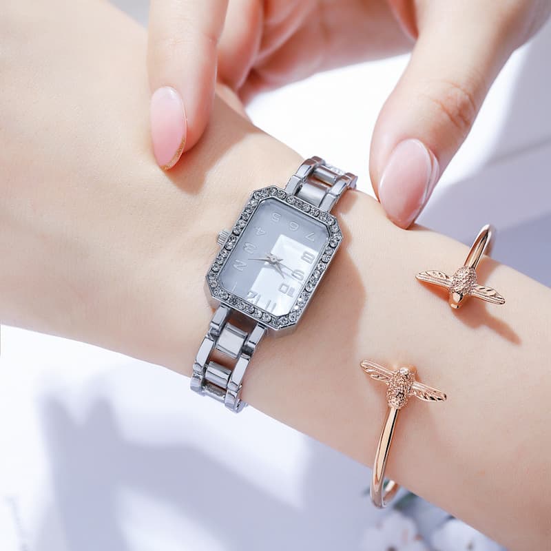 Luxury Square Women's Watch, Steel Bracelet