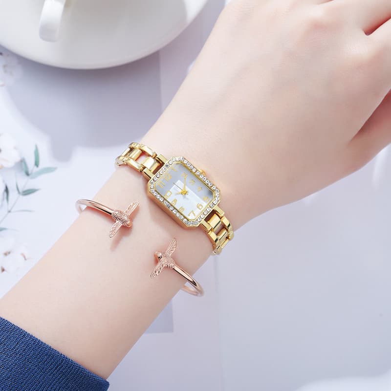 Luxury Square Women's Watch, Steel Bracelet