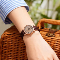Women's Leather Watch with Round Dial