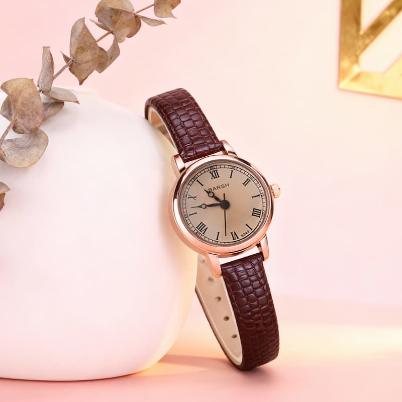 Women's Leather Watch with Round Dial