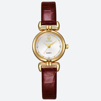 Minimalist Women's Quartz Watch in Crocodile Leather