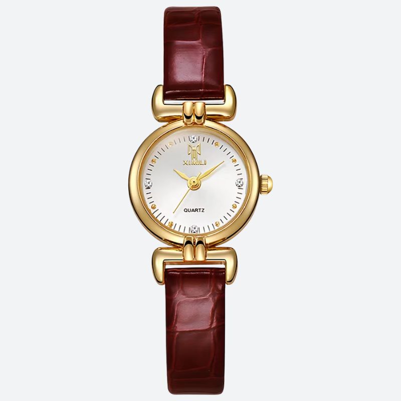 Minimalist Women's Quartz Watch in Crocodile Leather Image