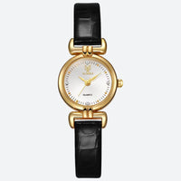 Minimalist Women's Quartz Watch in Crocodile Leather