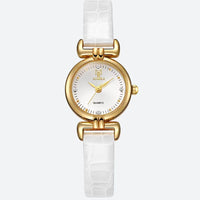 Minimalist Women's Quartz Watch in Crocodile Leather
