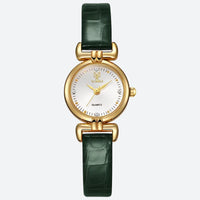 Minimalist Women's Quartz Watch in Crocodile Leather