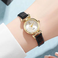 Minimalist Women's Quartz Watch in Crocodile Leather